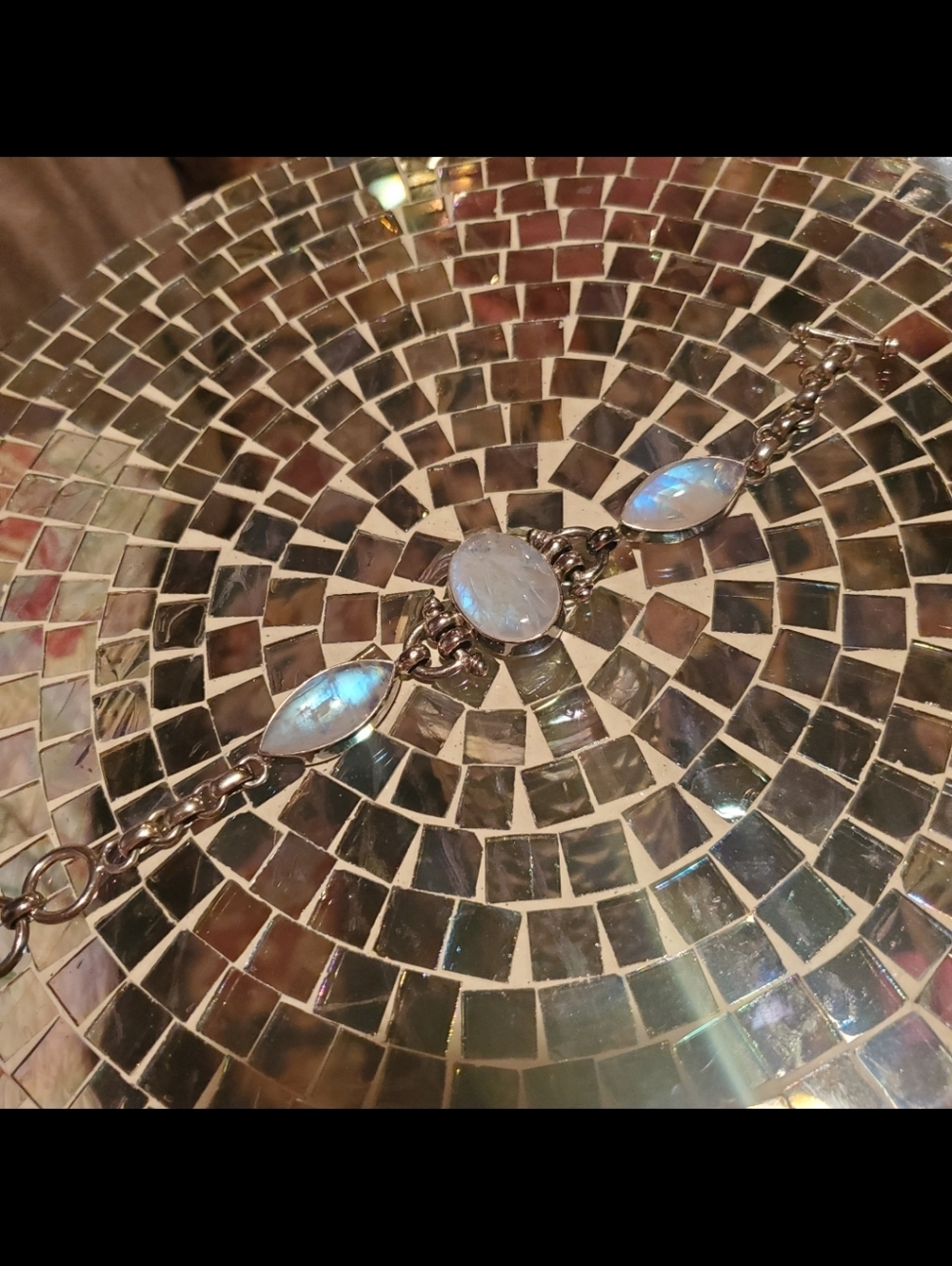 ♡Magical Fairy-tale Rainbow Moonstone & 925 Sterling Silver Bracelet~Vintage - Picture 3 of 16